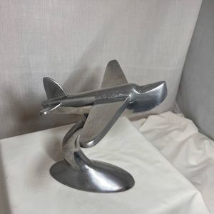 Vintage aluminum, art deco style airplane cast model, design decoration
